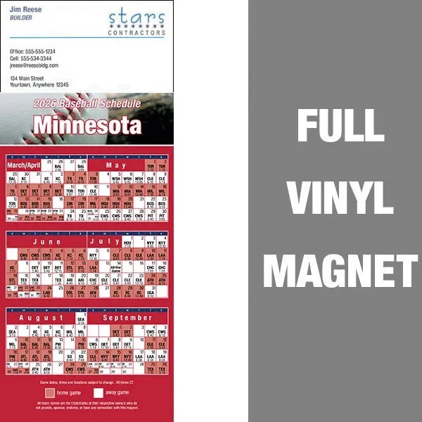 Pro Baseball Schedule Full/Vinyl Magnet 14 Mil... from ASI 46719 Corner Lot Marketing Inc / CLMPromotions