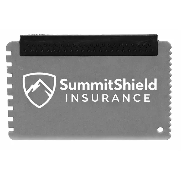 Compact credit card-sized ice scraper, ideal for clearing windshields on the... from ASI 67075 Leprechaun Promotions, LLC / Leprechaun Promotions