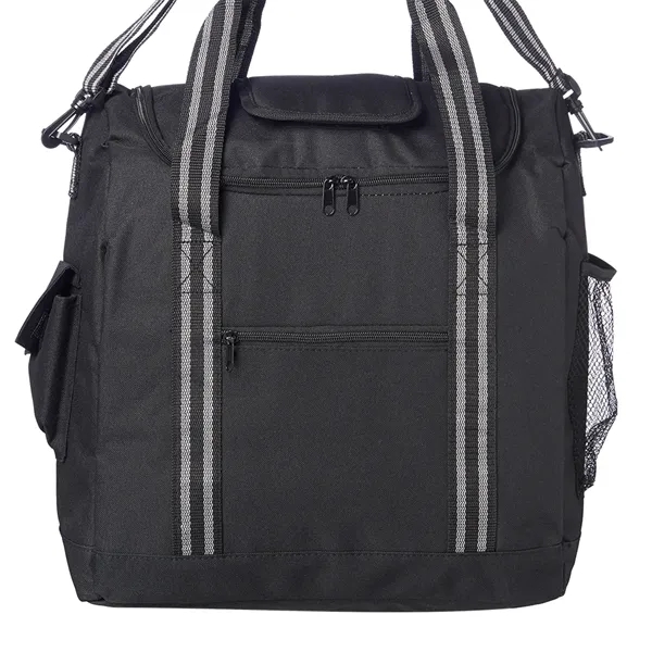 Insulated cooler lunch bag with 22" handles, multiple side pockets, and... from ASI 39552 BEL Promo