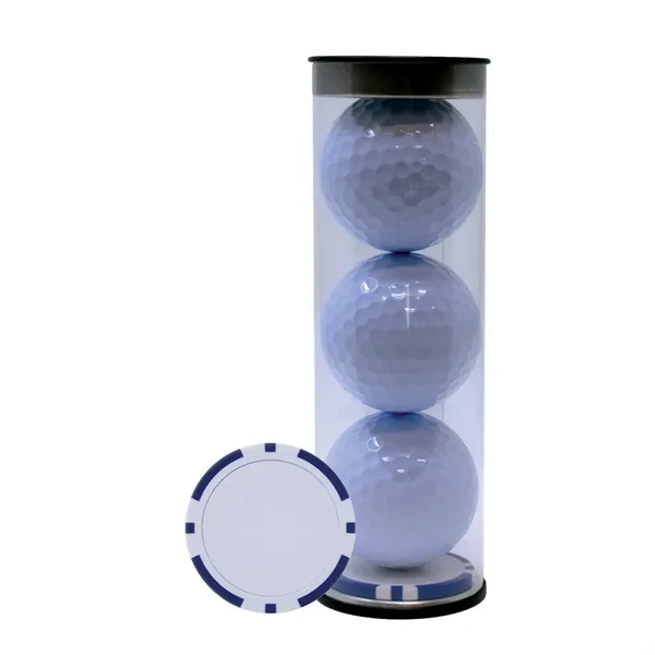 Three TaylorMade Distance Plus golf balls and a poker chip ball... from ASI 38120 Ball Pro / Diversified Quality Kitchenware