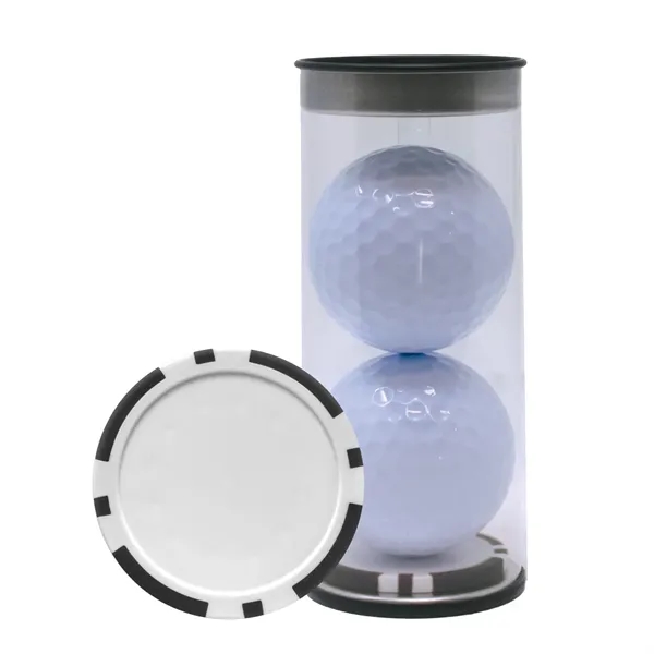 Two TaylorMade Distance Plus golf balls and a poker chip ball... from ASI 38120 Ball Pro / Diversified Quality Kitchenware