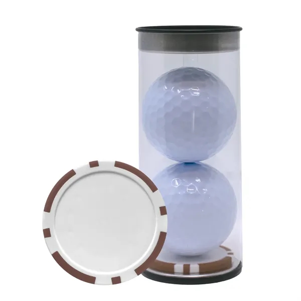 Two TaylorMade Distance Plus golf balls and a poker chip ball... from ASI 38120 Ball Pro / Diversified Quality Kitchenware