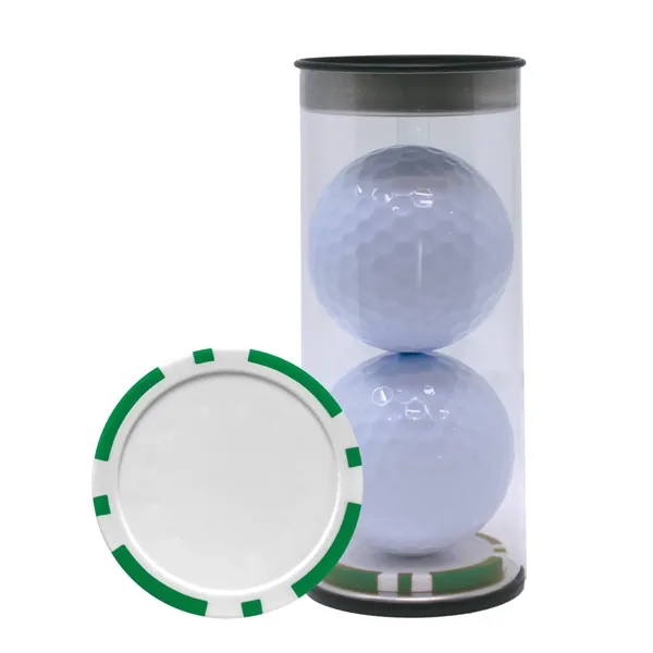 Two TaylorMade Distance Plus golf balls and a poker chip ball... from ASI 38120 Ball Pro / Diversified Quality Kitchenware