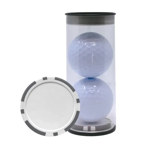 Two TaylorMade Distance Plus golf balls and a poker chip ball... from ASI 38120 Ball Pro / Diversified Quality Kitchenware