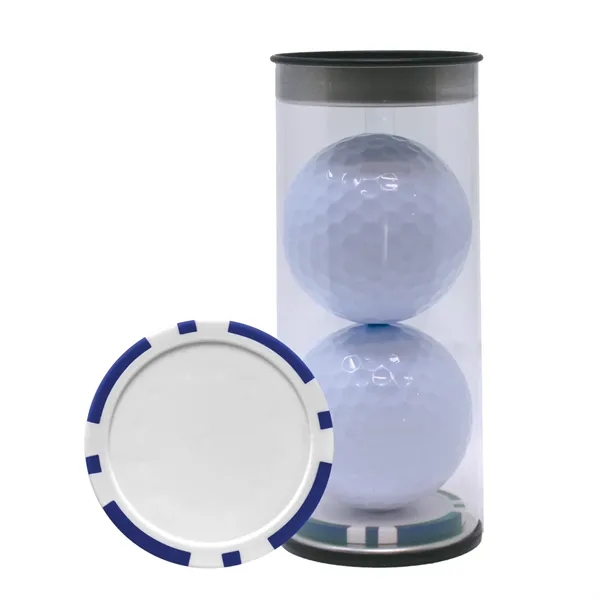 Two TaylorMade Distance Plus golf balls and a poker chip ball... from ASI 38120 Ball Pro / Diversified Quality Kitchenware