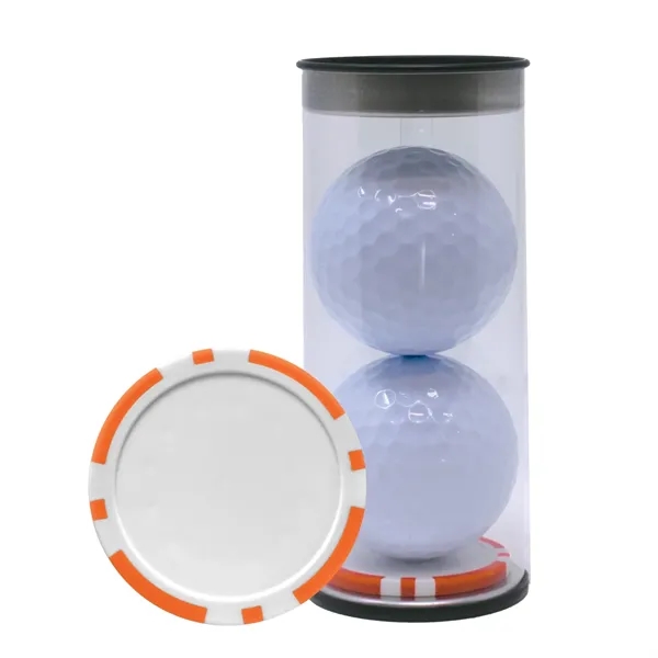 Two TaylorMade Distance Plus golf balls and a poker chip ball... from ASI 38120 Ball Pro / Diversified Quality Kitchenware