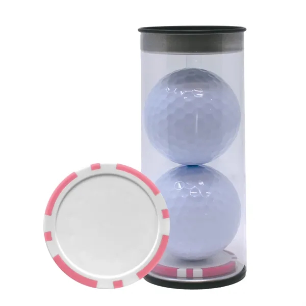 Two TaylorMade Distance Plus golf balls and a poker chip ball... from ASI 38120 Ball Pro / Diversified Quality Kitchenware
