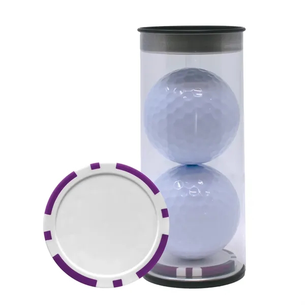 Two TaylorMade Distance Plus golf balls and a poker chip ball... from ASI 38120 Ball Pro / Diversified Quality Kitchenware