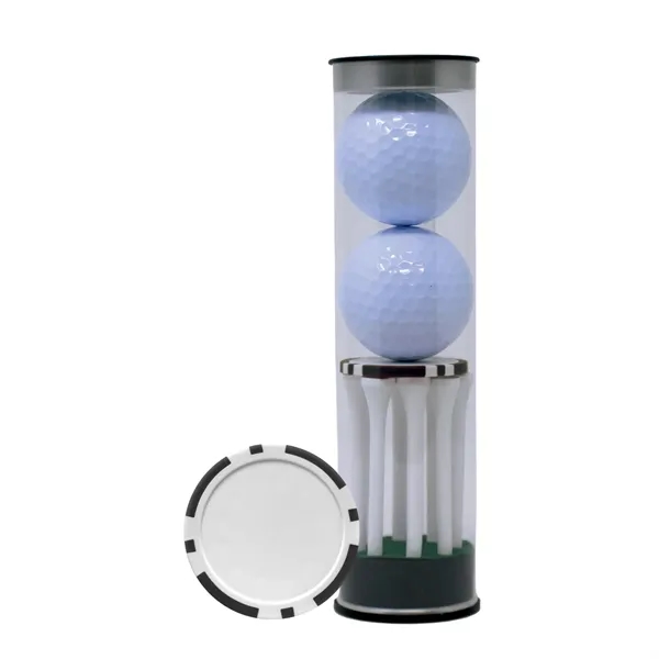 Two TaylorMade Distance Plus golf ball, eight 2 3/4" tees, and... from ASI 38120 Ball Pro / Diversified Quality Kitchenware