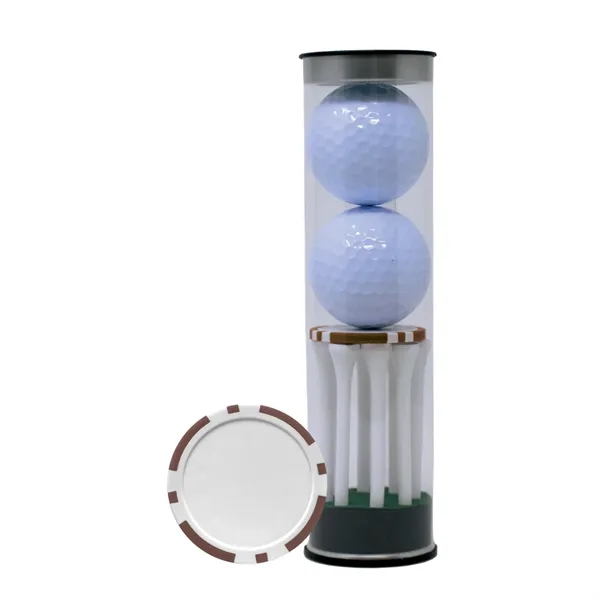 Two TaylorMade Distance Plus golf ball, eight 2 3/4" tees, and... from ASI 38120 Ball Pro / Diversified Quality Kitchenware