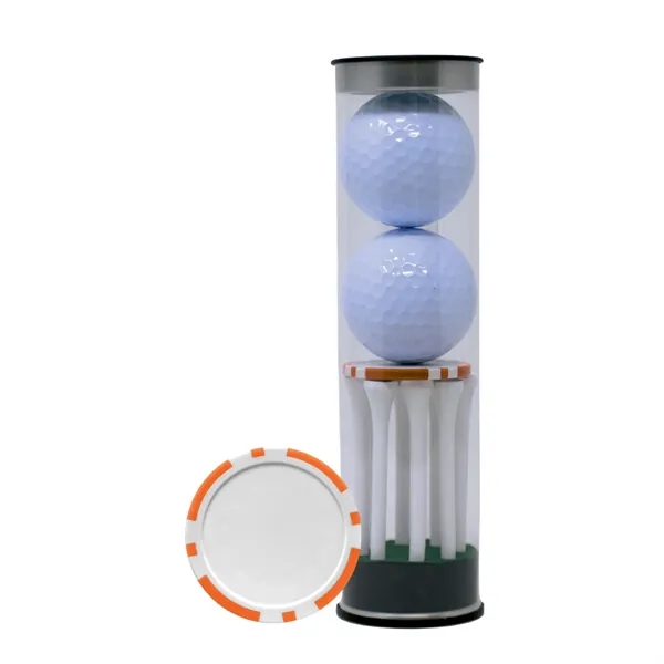 Two TaylorMade Distance Plus golf ball, eight 2 3/4" tees, and... from ASI 38120 Ball Pro / Diversified Quality Kitchenware