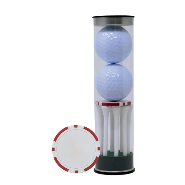 Two TaylorMade Distance Plus golf ball, eight 2 3/4" tees, and... from ASI 38120 Ball Pro / Diversified Quality Kitchenware