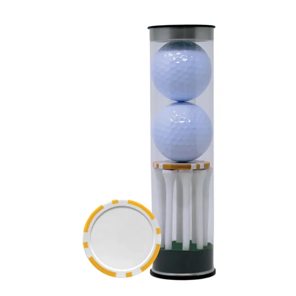 Two TaylorMade Distance Plus golf ball, eight 2 3/4" tees, and... from ASI 38120 Ball Pro / Diversified Quality Kitchenware