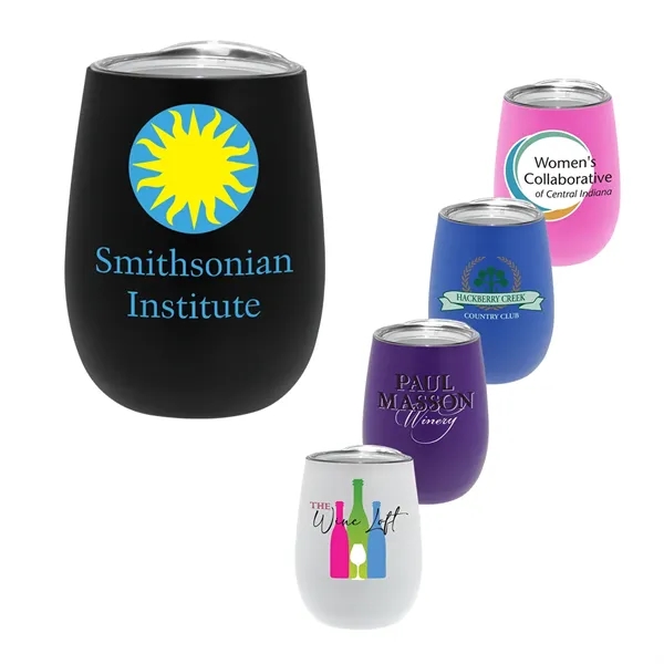 12 oz. Recycled Stainless Wine Glass with Lid, Full Color Di... from ASI 30270 Aakron Line