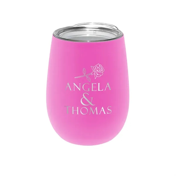 12 oz. Recycled Stainless Wine Glass with Lid, Laser, Premiu... from ASI 30270 Aakron Line