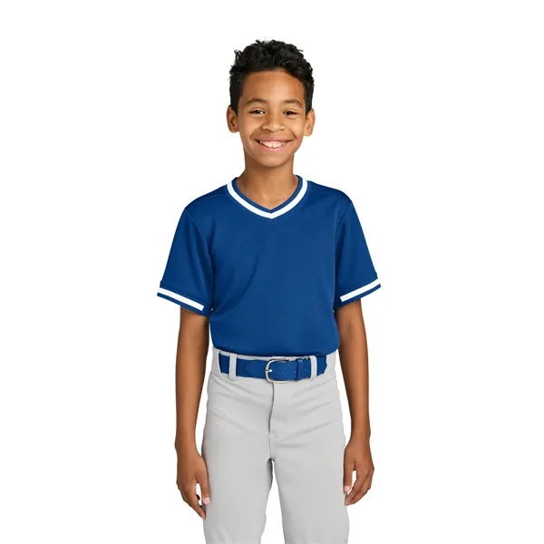 Sport-Tek Youth Tough Mesh V-Neck Baseball Jersey... from ASI 84863 SanMar