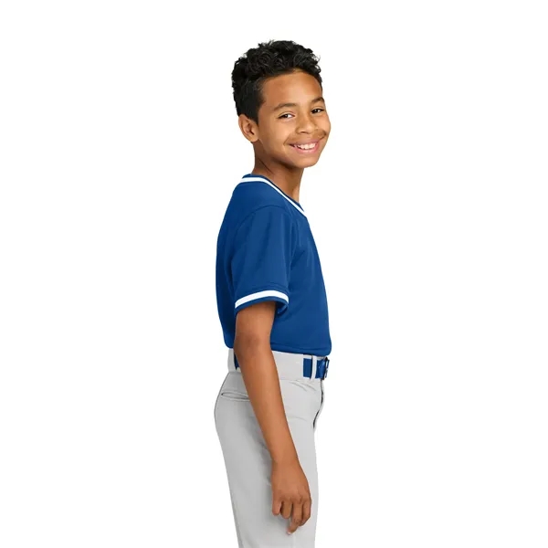Sport-Tek Youth Tough Mesh V-Neck Baseball Jersey... from ASI 84863 SanMar