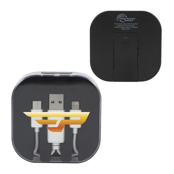 4-in-1 Charging Cable With Recycled ABS Case & Built-In Phone Stand... from ASI 36730 Ariel Premium Supply Inc