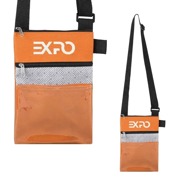 RPET tradeshow badge holder/neck wallet with adjustable shoulder strap and zippered... from ASI 52840 Evans Manufacturing
