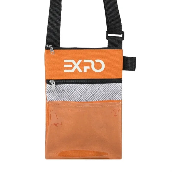 RPET tradeshow badge holder/neck wallet with adjustable shoulder strap and zippered... from ASI 52840 Evans Manufacturing