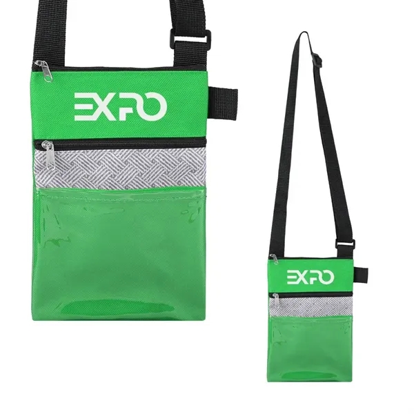 RPET tradeshow badge holder/neck wallet with adjustable shoulder strap and zippered... from ASI 52840 Evans Manufacturing