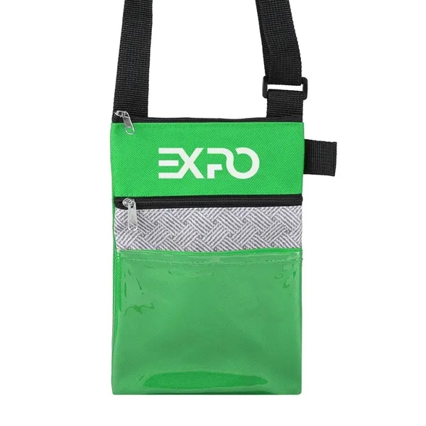 RPET tradeshow badge holder/neck wallet with adjustable shoulder strap and zippered... from ASI 52840 Evans Manufacturing