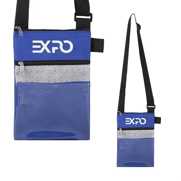 RPET tradeshow badge holder/neck wallet with adjustable shoulder strap and zippered... from ASI 52840 Evans Manufacturing