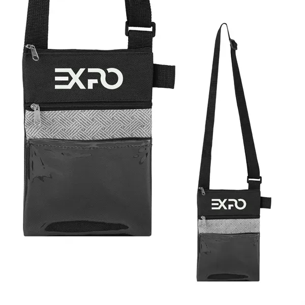 RPET tradeshow badge holder/neck wallet with adjustable shoulder strap and zippered... from ASI 52840 Evans Manufacturing