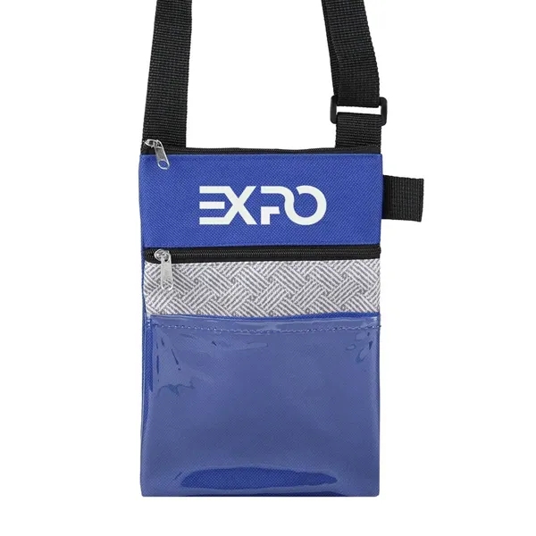 RPET tradeshow badge holder/neck wallet with adjustable shoulder strap and zippered... from ASI 52840 Evans Manufacturing