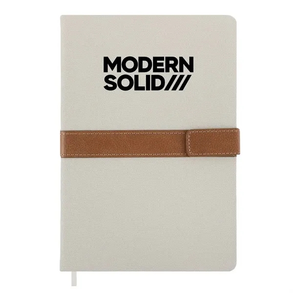 Notebook with FSC® paper which is secured with a leather magnetic... from ASI 52840 Evans Manufacturing