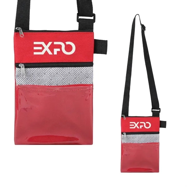 RPET tradeshow badge holder/neck wallet with adjustable shoulder strap and zippered... from ASI 52840 Evans Manufacturing