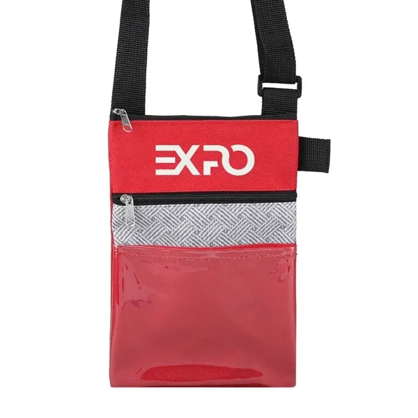 RPET tradeshow badge holder/neck wallet with adjustable shoulder strap and zippered... from ASI 52840 Evans Manufacturing
