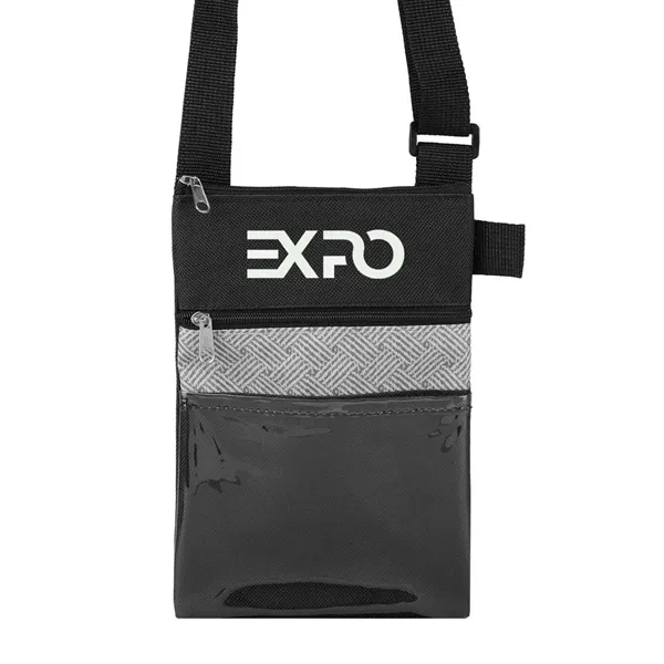 RPET tradeshow badge holder/neck wallet with adjustable shoulder strap and zippered... from ASI 52840 Evans Manufacturing