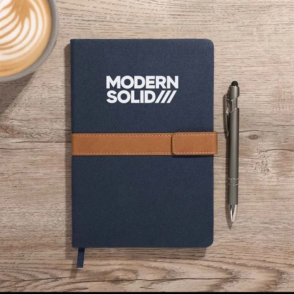 Notebook with FSC paper which is secured with a leather magnetic... from ASI 52840 Evans Manufacturing