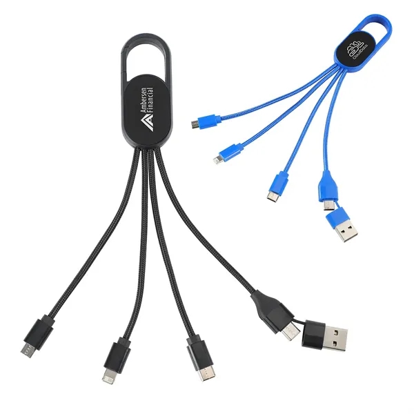 6-in-1 Light-Up Charging Cable with Carabiner Clip and Recycled Casing... from ASI 36730 Ariel Premium Supply Inc