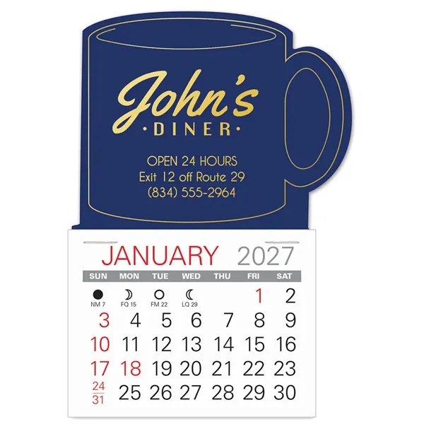 Mug shape self adhering vinyl calendar with 13 month pad... from ASI 95280 Warwick Publishing Co / Warwick