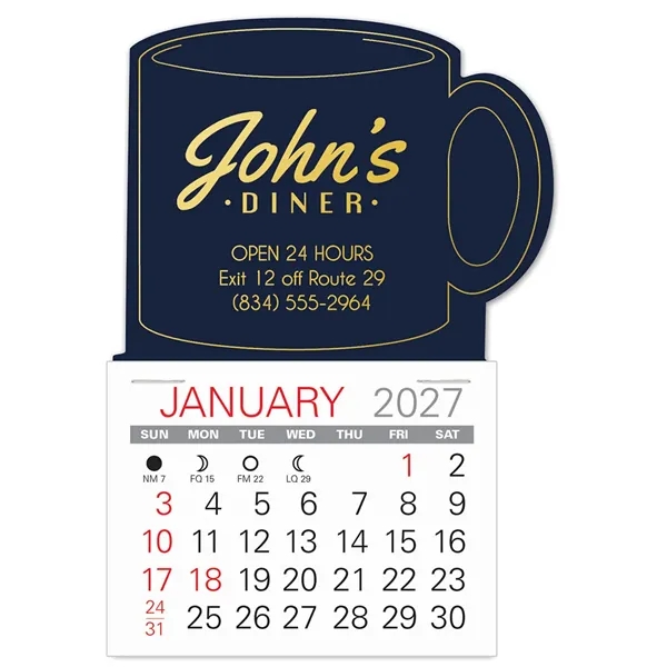 Mug shape self adhering vinyl calendar with 13 month pad... from ASI 95280 Warwick Publishing Co / Warwick