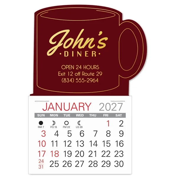 Mug shape self adhering vinyl calendar with 13 month pad... from ASI 95280 Warwick Publishing Co / Warwick