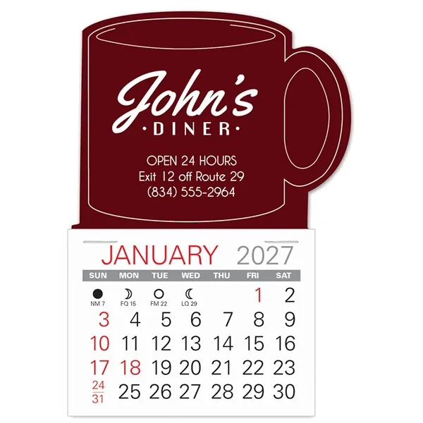 Mug shape self adhering vinyl calendar with 13 month pad... from ASI 95280 Warwick Publishing Co / Warwick