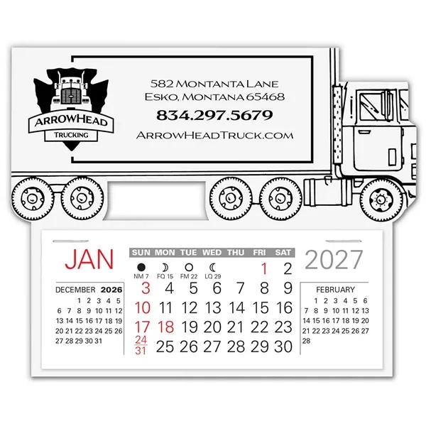 Semi-Truck shape self adhering vinyl calendar with 13 month pad,... from ASI 95280 Warwick Publishing Co / Warwick