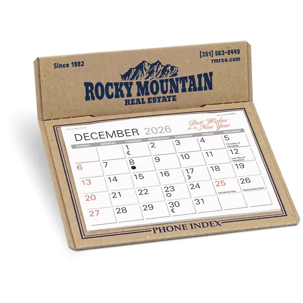 Raw chipboard Desk Calendar with full year calendar printed on back... from ASI 95280 Warwick Publishing Co / Warwick