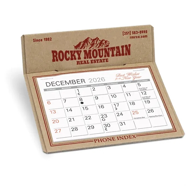 Raw chipboard Desk Calendar with full year calendar printed on back... from ASI 95280 Warwick Publishing Co / Warwick