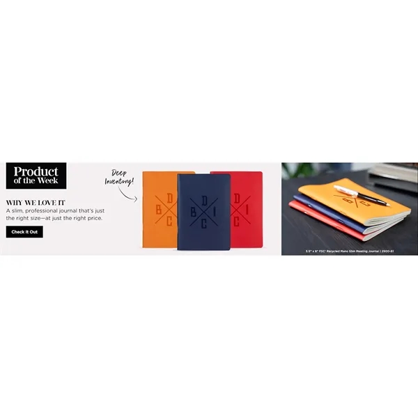 5.5'' x 8'' FSC ® Recycled Mano Slim Meeting Journal... from ASI 66887 PCNA / Leeds