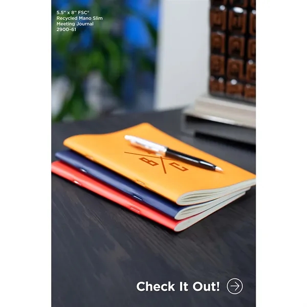 5.5'' x 8'' FSC ® Recycled Mano Slim Meeting Journal... from ASI 66887 PCNA / Leeds