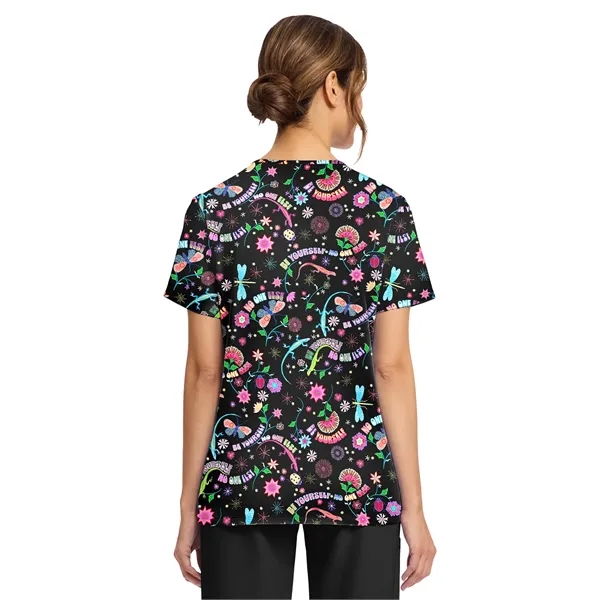 Cherokee - Genuine - Women's 2-Pocket Print V-Neck Scrub Top... from ASI 86018 Scrub Authority