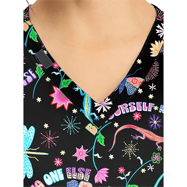 Cherokee - Genuine - Women's 2-Pocket Print V-Neck Scrub Top... from ASI 86018 Scrub Authority