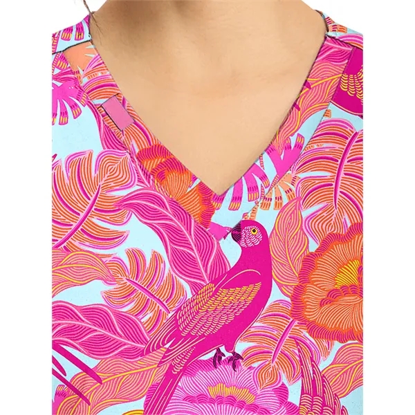Cherokee - Genuine - Women's 2-Pocket Print V-Neck Scrub Top... from ASI 86018 Scrub Authority