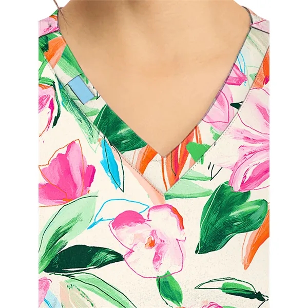 Cherokee - Genuine - Women's 2-Pocket Print V-Neck Scrub Top... from ASI 86018 Scrub Authority
