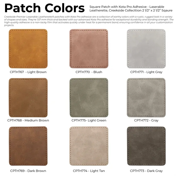 2.5" Square PU Creekside leatherette garment patch.... from ASI 74601 Calico