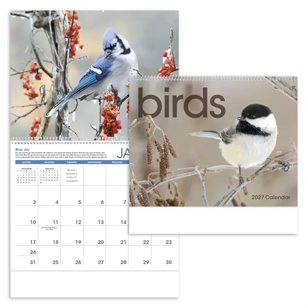 11 x 19 2024 Birds calendar on 70# paper with UV-coated... from ASI 40480 Koozie Group / Norwood Triumph Calendar